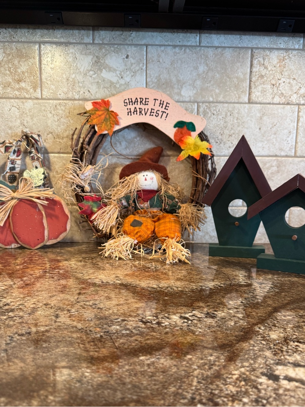 Fall Harvest Decor Lot Scarecrow Wreath Pumpkin Birdhouses Rustic Farmhouse
